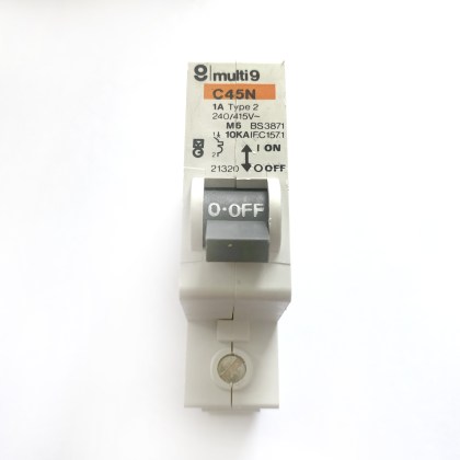 Merlin Gerin C45N 21320 Multi9 M6 1A 1 Amp MCB Circuit Breaker Type 2